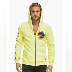 Aviator nation neon yellow zip up